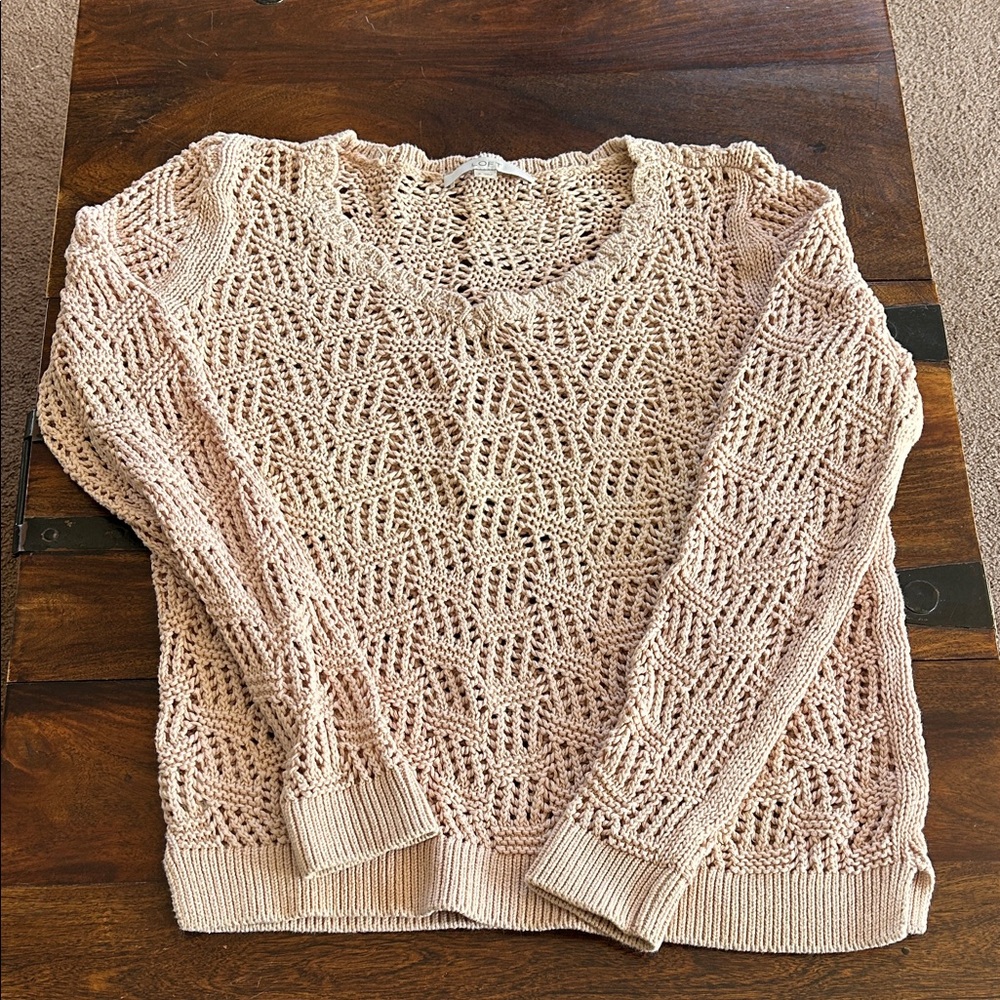 LOFT Pink Open-Knit Sweater